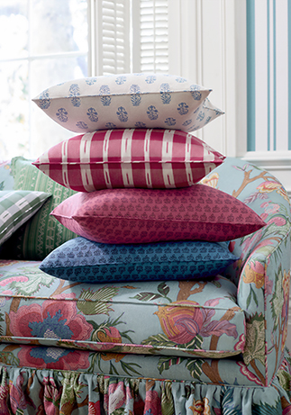 Thibaut Design Teal and Raspberry Color Story in Indienne