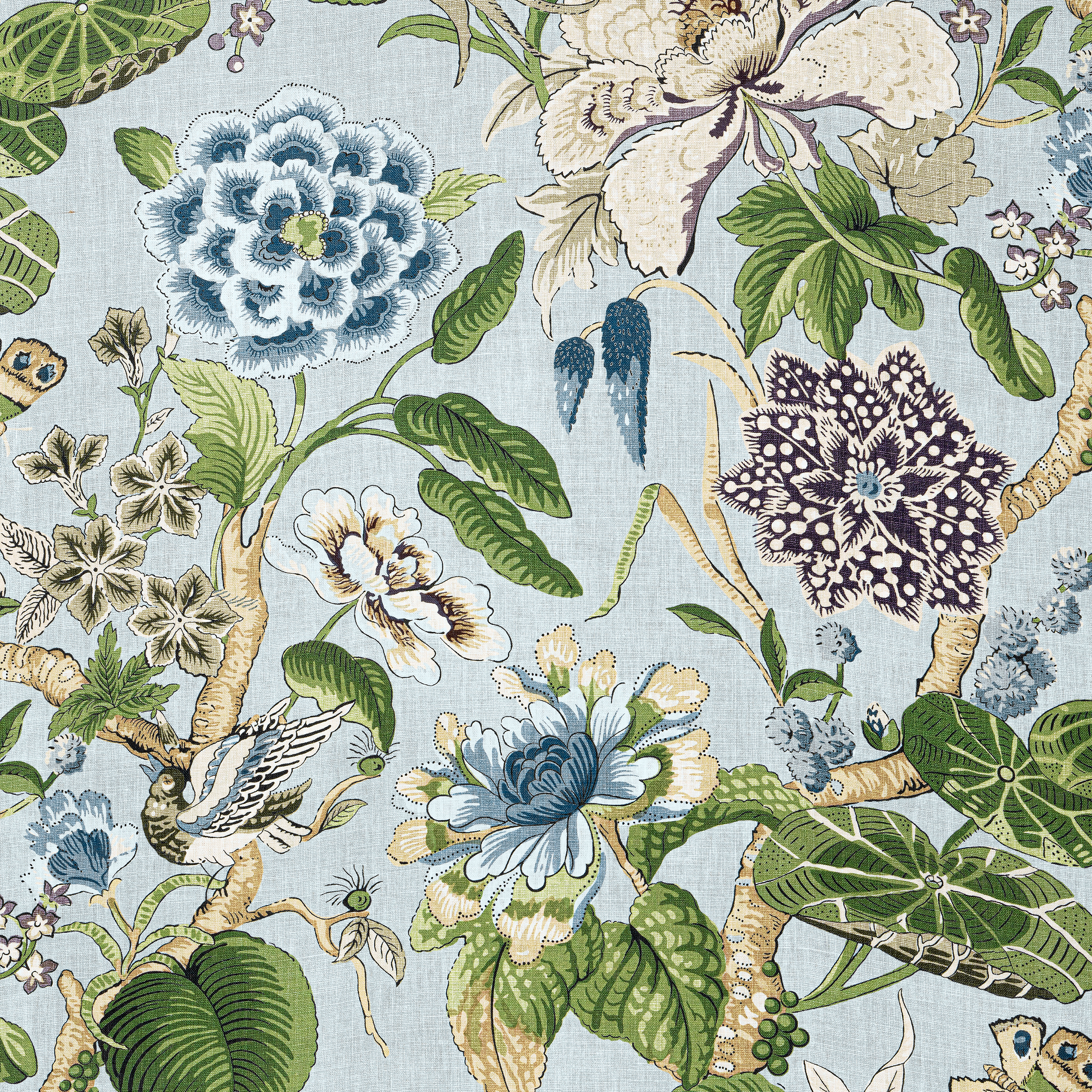 F913654 HILL GARDEN Printed Fabrics Spa Blue from the Thibaut 
