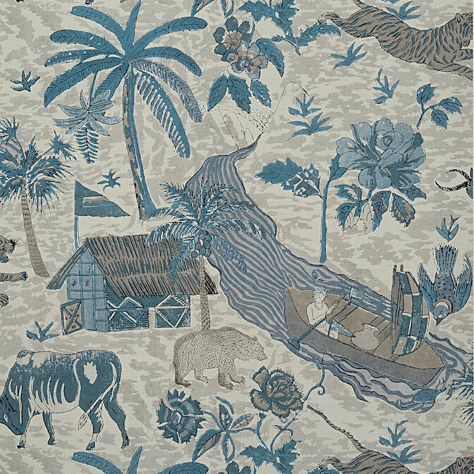 TIGER FLOCK, Camel and Black, T83062, Collection Natural Resource 2 from  Thibaut