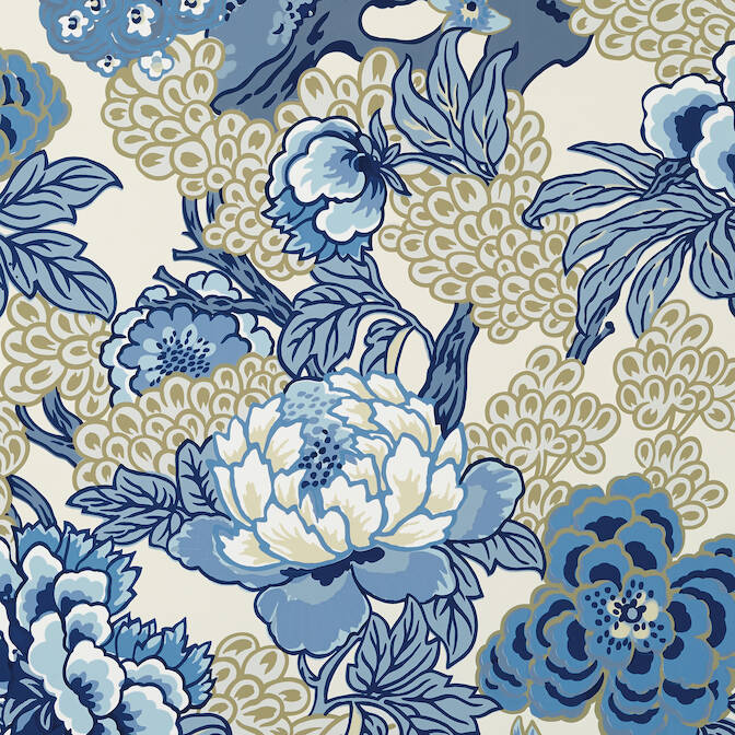 HONSHU Blue and Beige T75487 Collection Dynasty from Thibaut